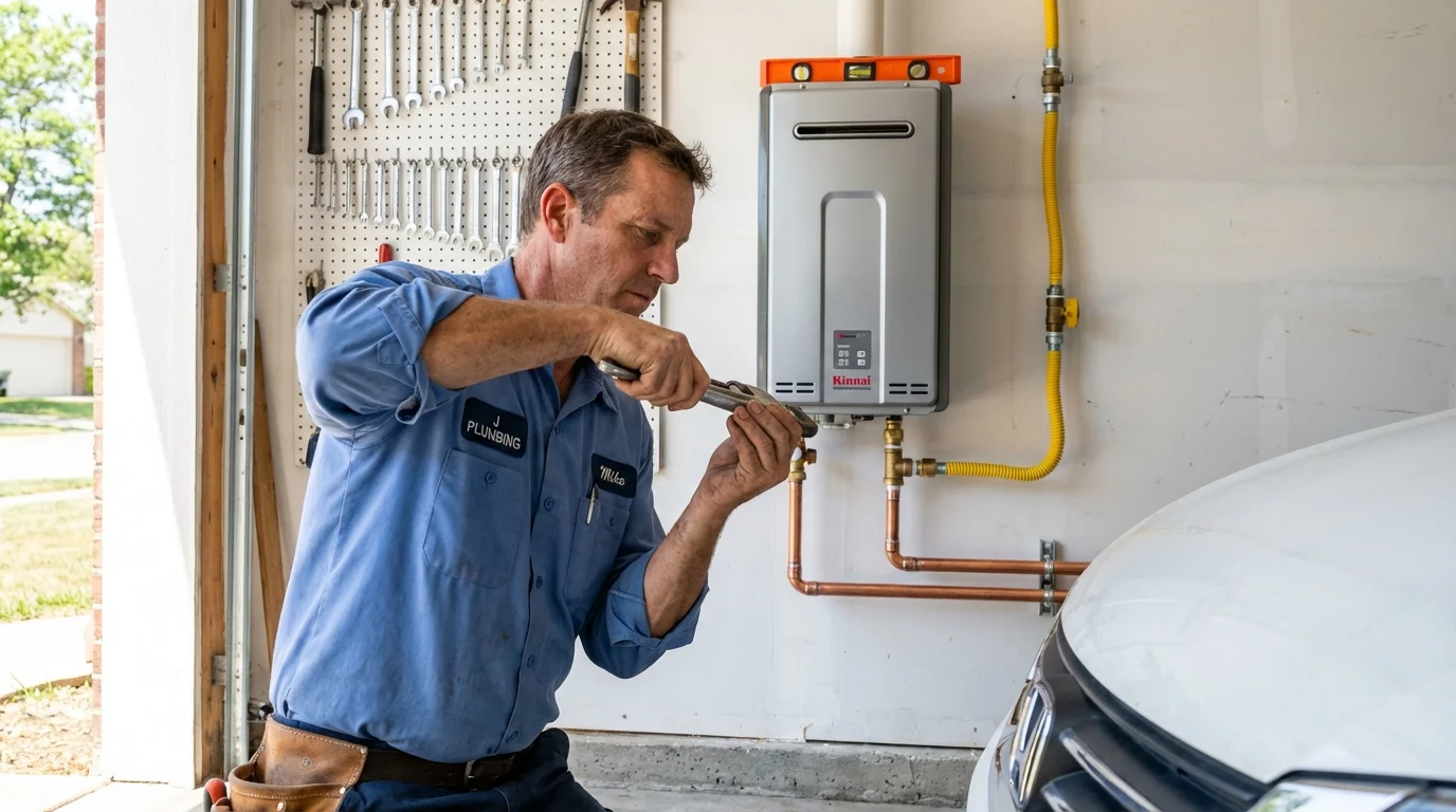 Tankless water heater installation by a Johns Plumbing LLC plumber in Weaver