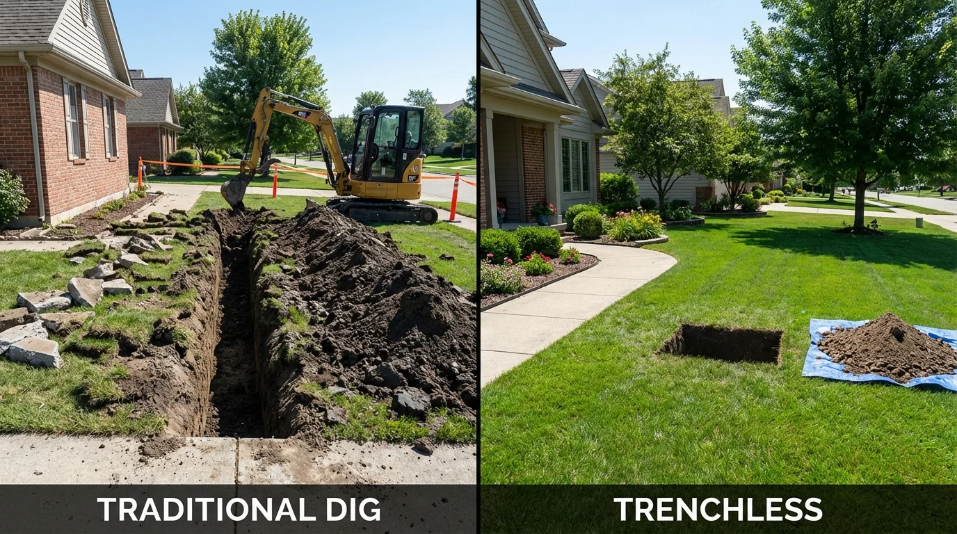 Trenchless sewer repair with minimal yard damage versus traditional excavation in Weaver, AL